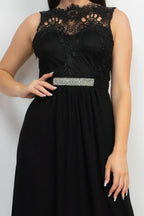 Jewel Waist-tie Lace Maxi Dress | Mixtshop LLC