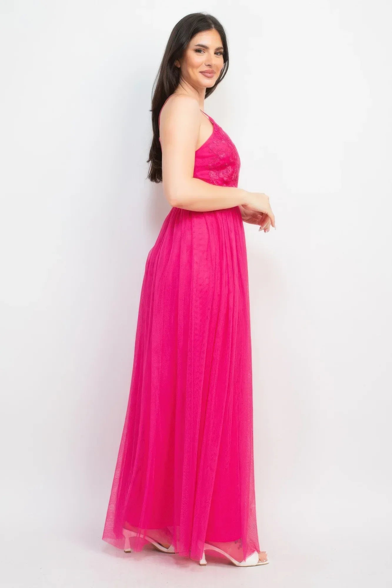 Glittered Straps Mesh Tulle Maxi Dress | Mixtshop LLC