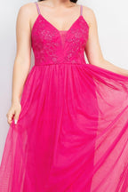Glittered Straps Mesh Tulle Maxi Dress | Mixtshop LLC