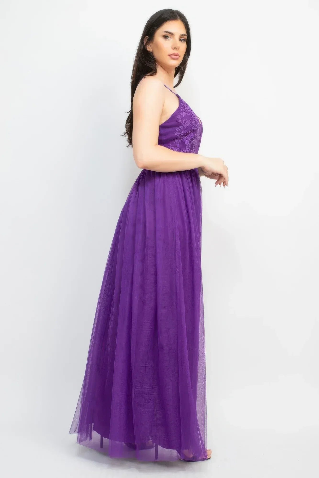 Glittered Straps Mesh Tulle Maxi Dress Secondary image