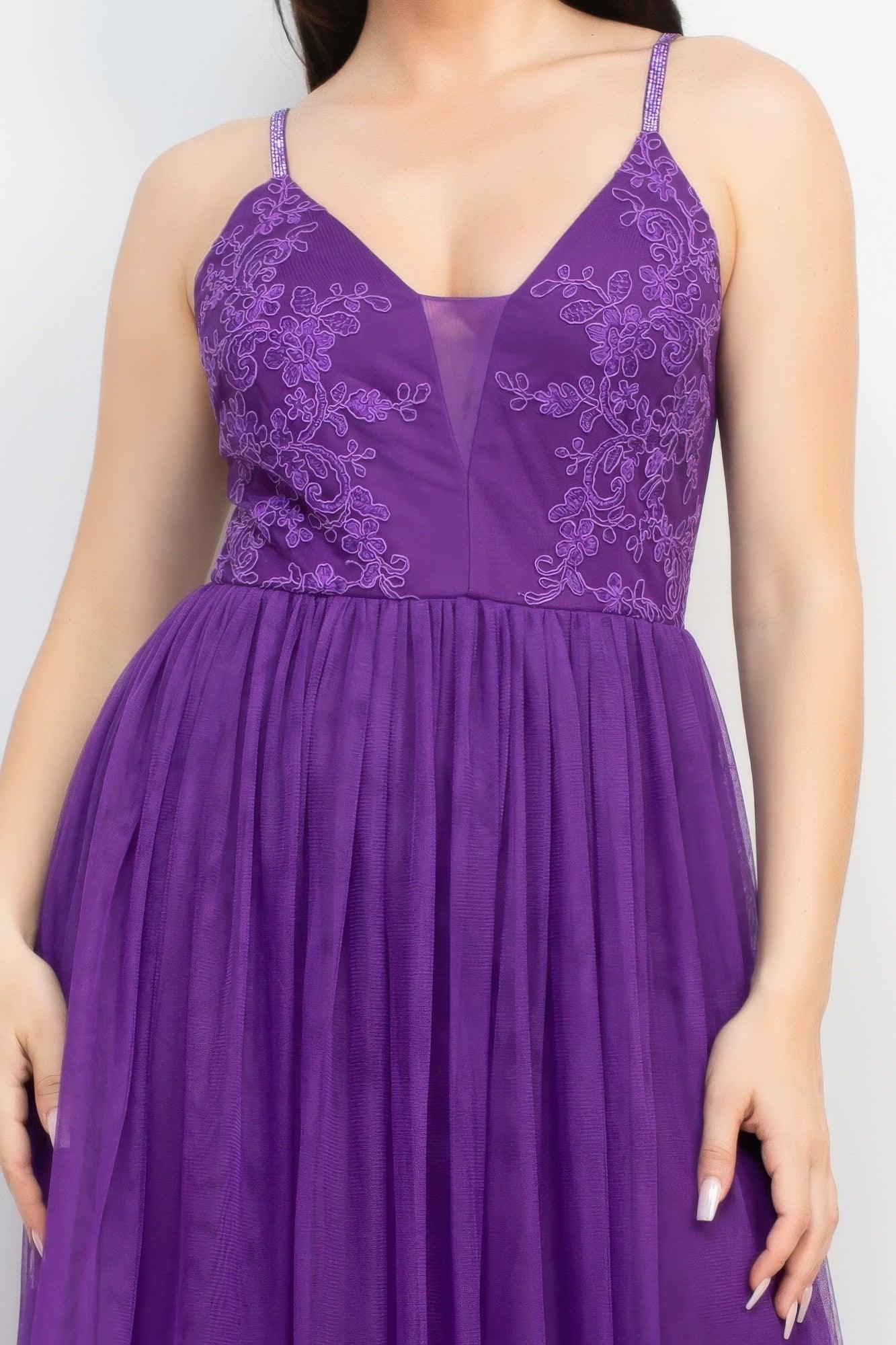 Glittered Straps Mesh Tulle Maxi Dress | Mixtshop LLC