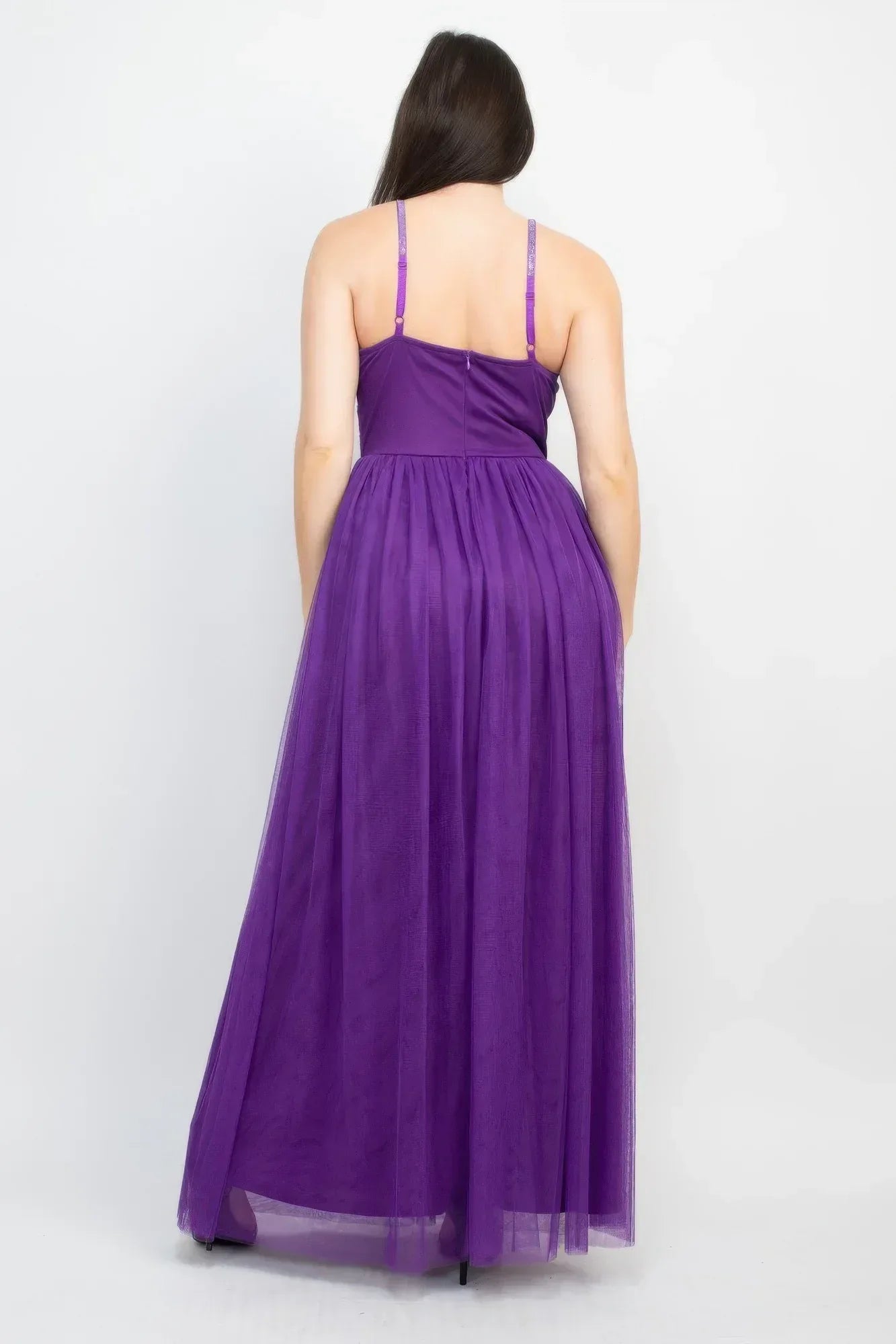 Glittered Straps Mesh Tulle Maxi Dress | Mixtshop LLC
