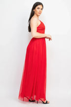 Glittered Straps Mesh Tulle Maxi Dress | Mixtshop LLC
