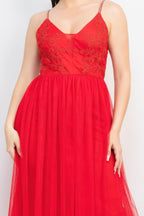 Glittered Straps Mesh Tulle Maxi Dress | Mixtshop LLC