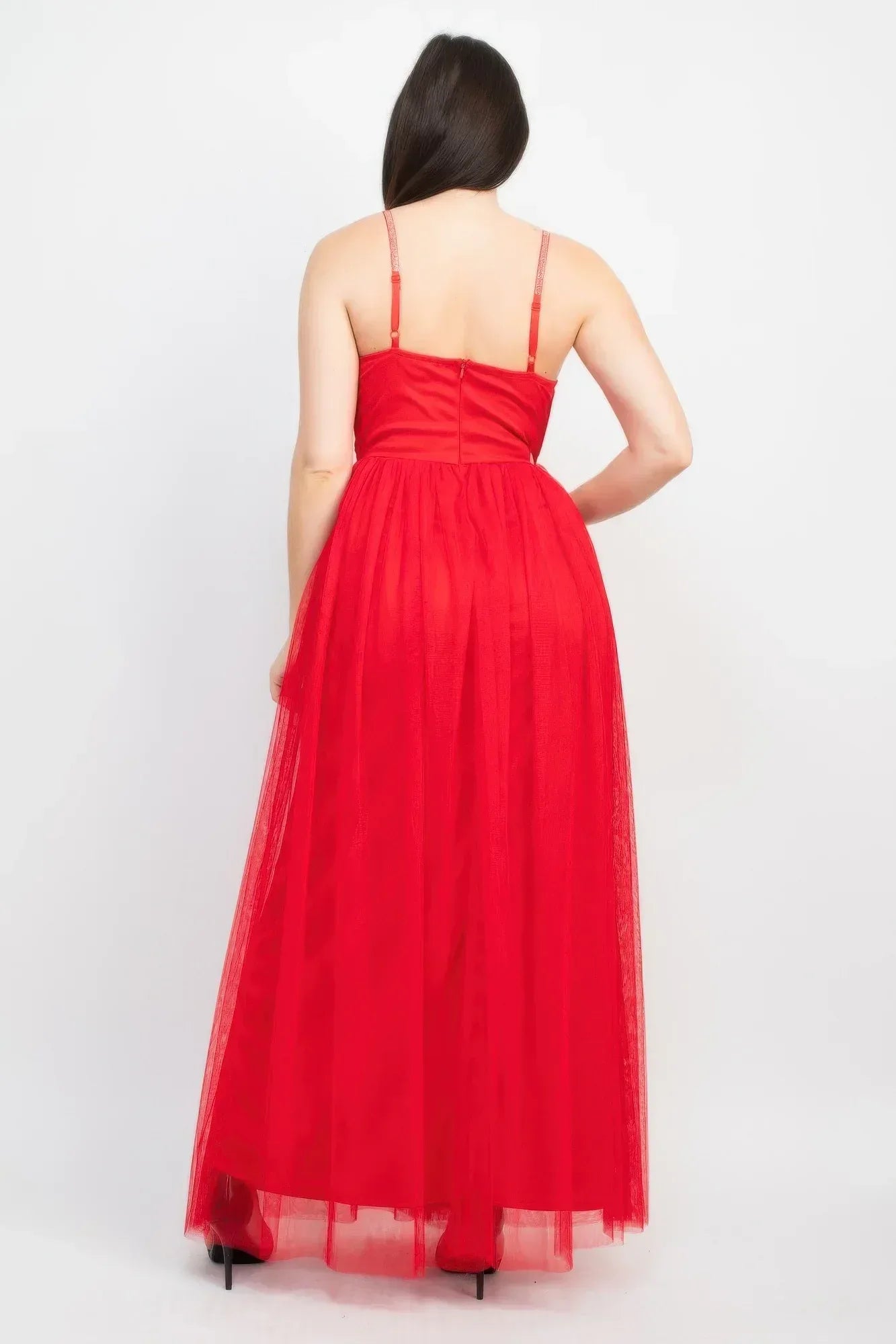 Glittered Straps Mesh Tulle Maxi Dress | Mixtshop LLC