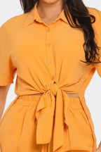 Front Tie Back Oversized Slit Top And Shorts Set | Mixtshop LLC