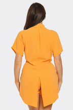 Front Tie Back Oversized Slit Top And Shorts Set | Mixtshop LLC