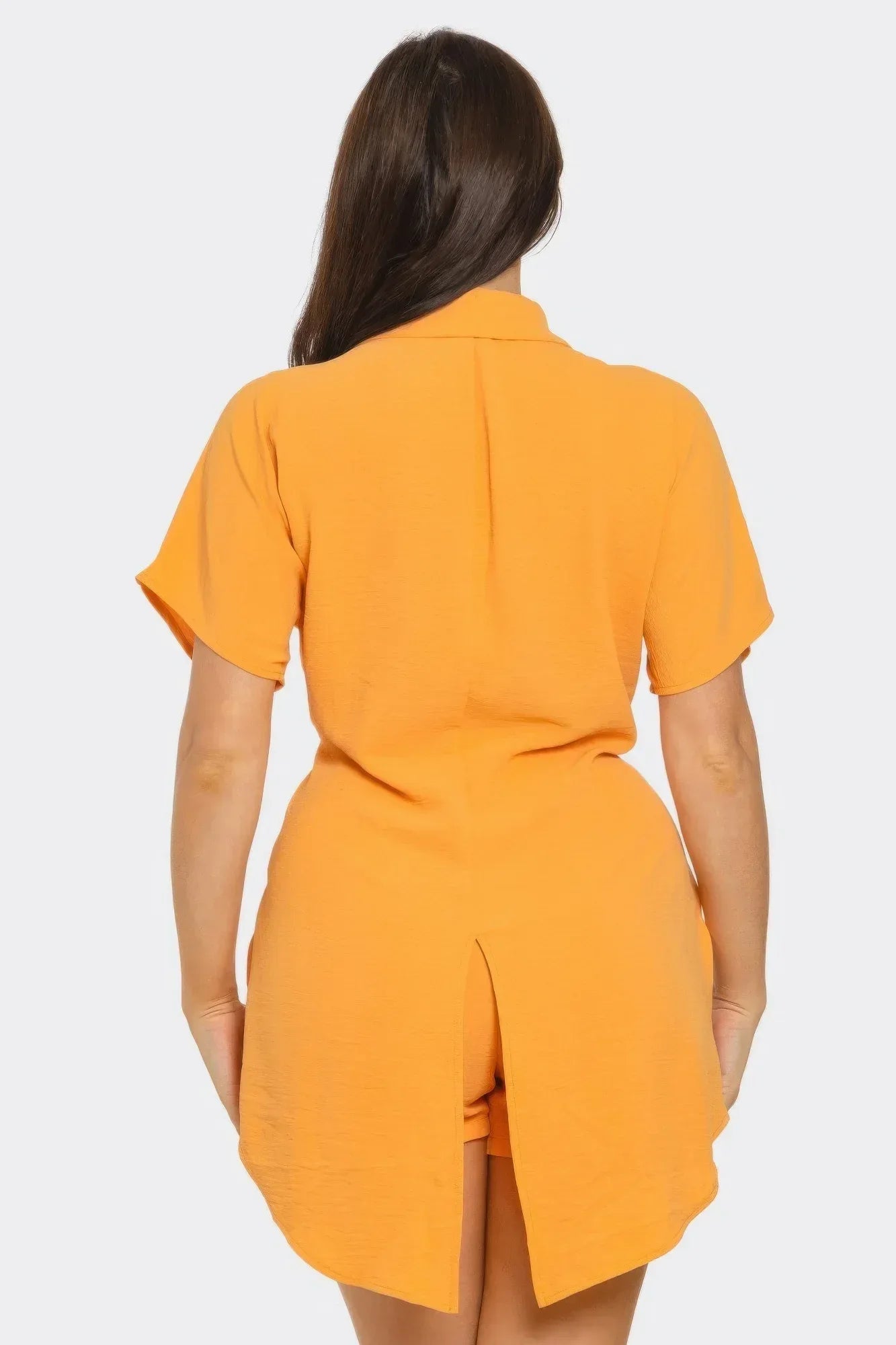 Front Tie Back Oversized Slit Top And Shorts Set | Mixtshop LLC