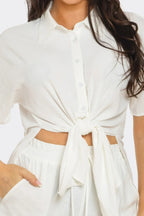 Front Tie Back Oversized Slit Top And Shorts Set | Mixtshop LLC