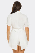 Front Tie Back Oversized Slit Top And Shorts Set | Mixtshop LLC