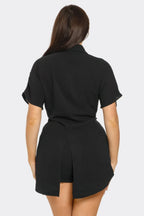 Front Tie Back Oversized Slit Top And Shorts Set | Mixtshop LLC