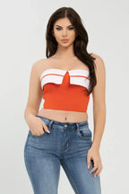 Front Fold-over Color Contrast Tube Top | Mixtshop LLC
