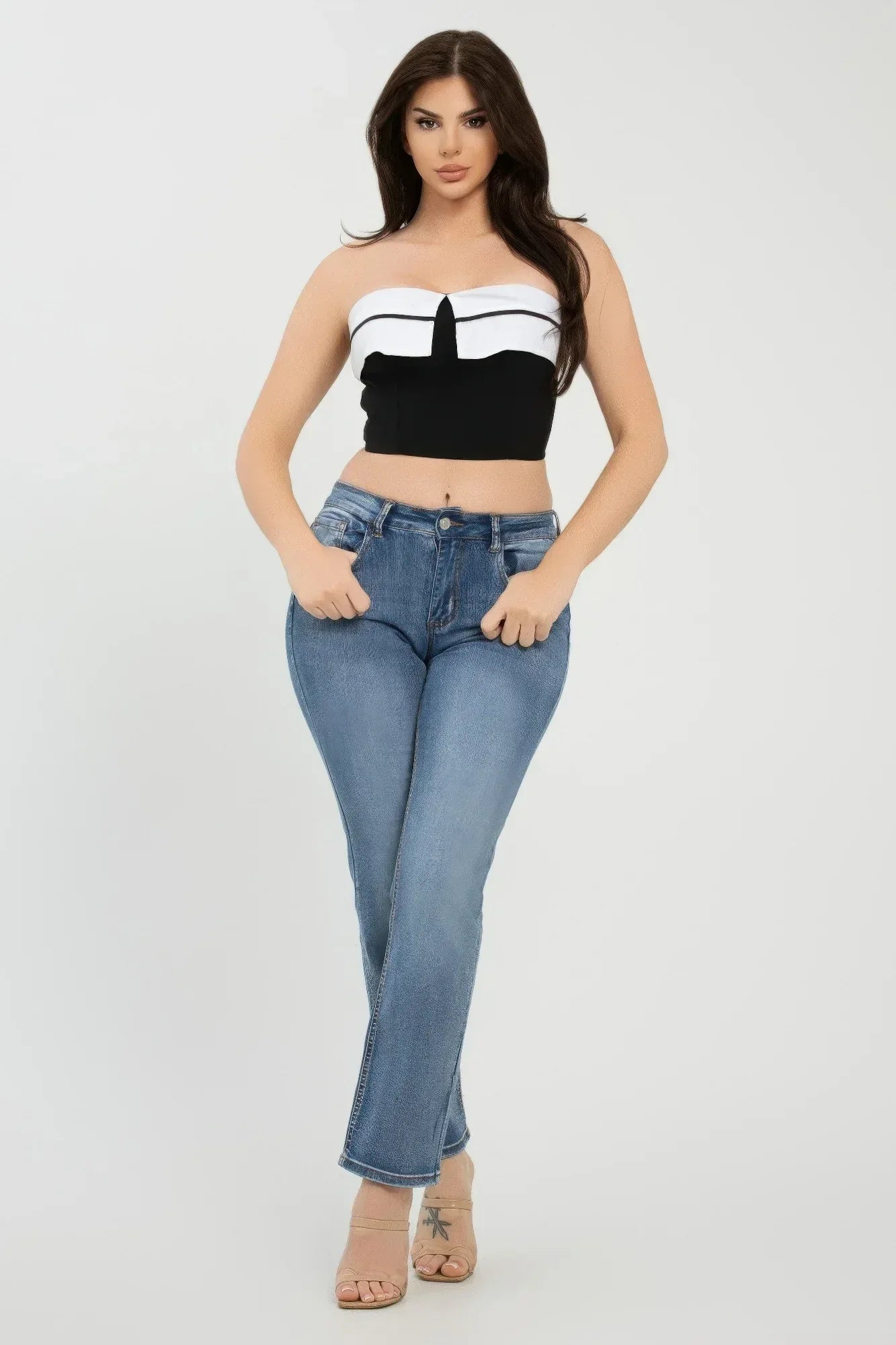 Front Fold-over Color Contrast Tube Top Secondary image