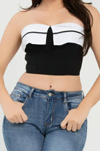 Front Fold-over Color Contrast Tube Top | Mixtshop LLC