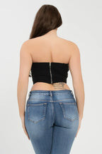 Front Fold-over Color Contrast Tube Top | Mixtshop LLC