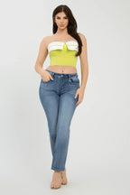 Front Fold-over Color Contrast Tube Top | Mixtshop LLC