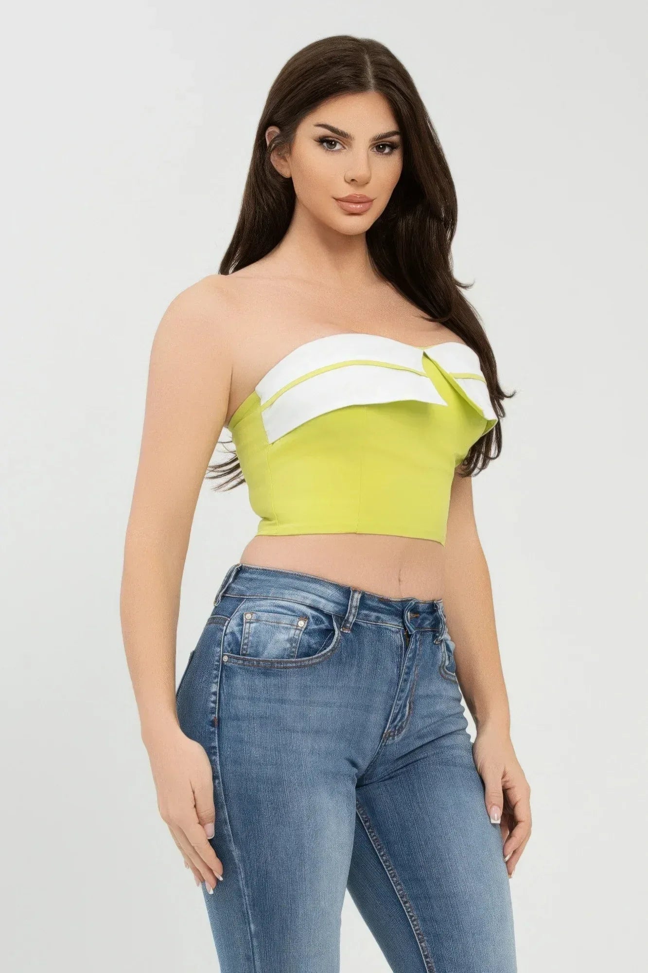 Front Fold-over Color Contrast Tube Top | Mixtshop LLC