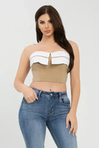 Front Fold-over Color Contrast Tube Top | Mixtshop LLC