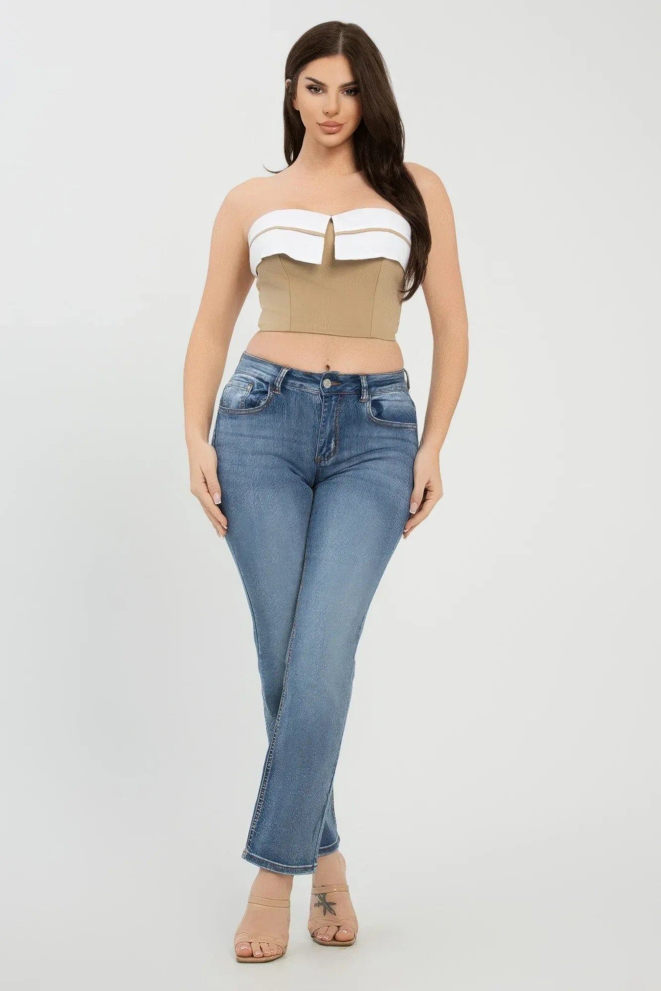 Front Fold-over Color Contrast Tube Top Secondary image