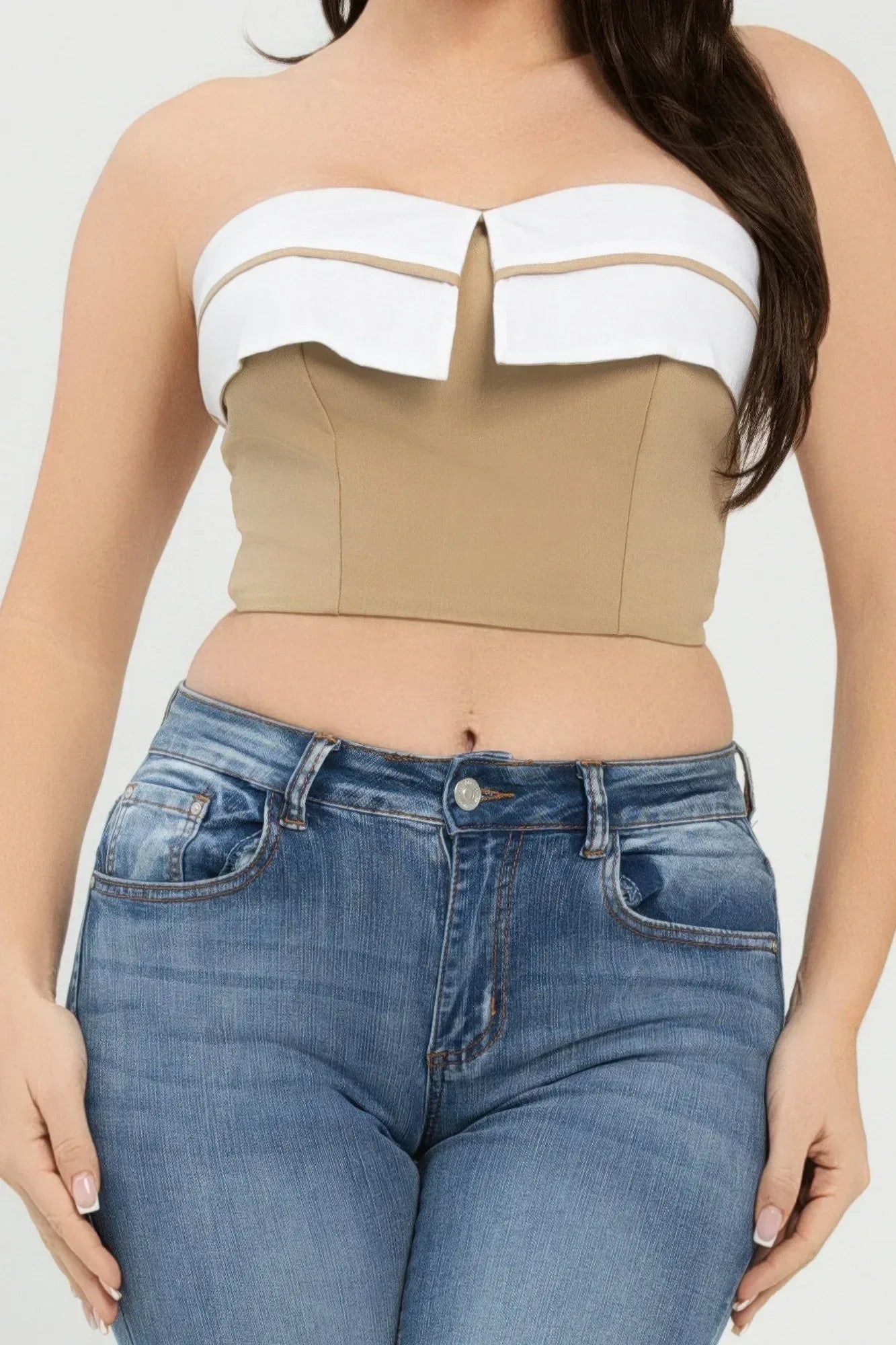 Front Fold-over Color Contrast Tube Top | Mixtshop LLC