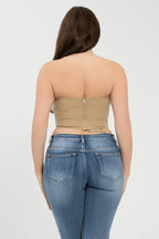Front Fold-over Color Contrast Tube Top | Mixtshop LLC