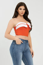 Front Fold-over Color Contrast Tube Top | Mixtshop LLC