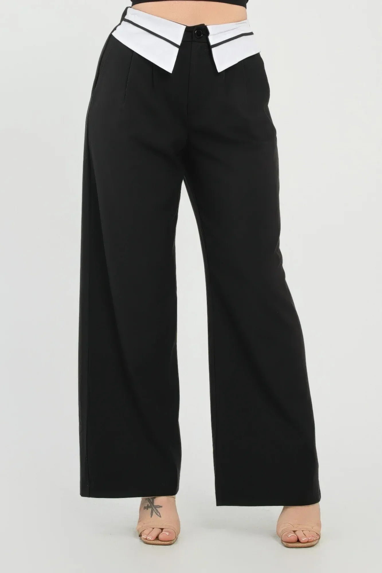 Front Button Fold-over Inside Zipper Pants | Mixtshop LLC