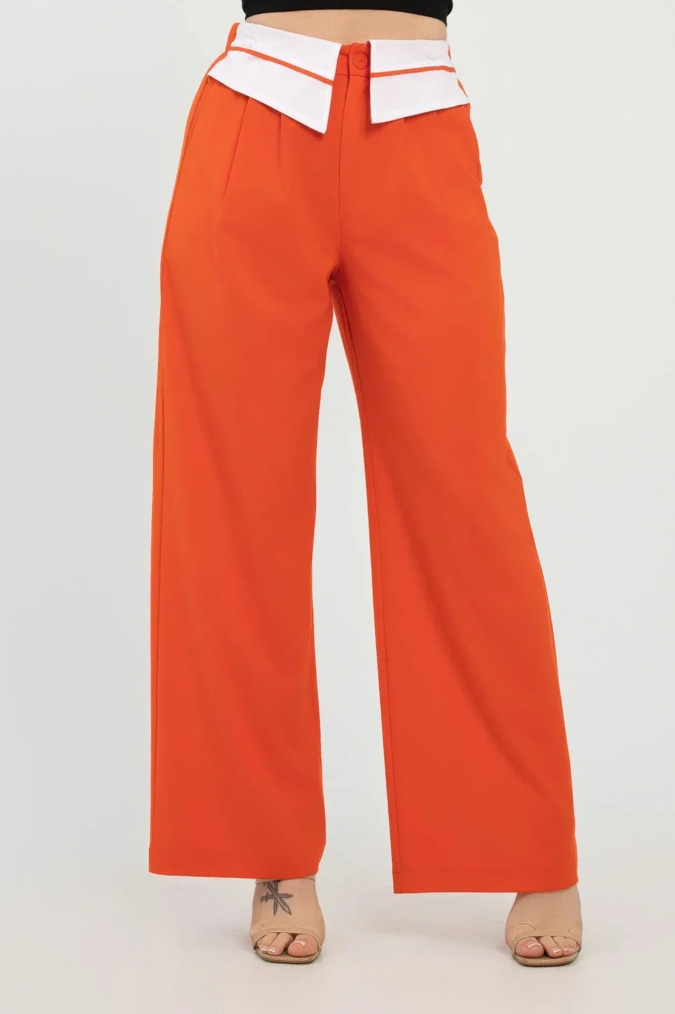 Front Button Fold-over Inside Zipper Pants | Mixtshop LLC Main image