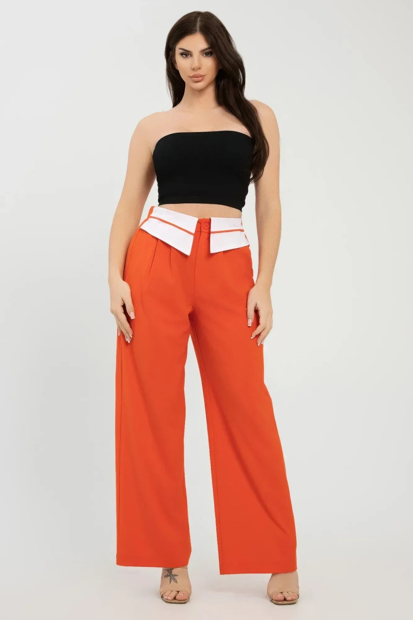 Front Button Fold-over Inside Zipper Pants | Mixtshop LLC
