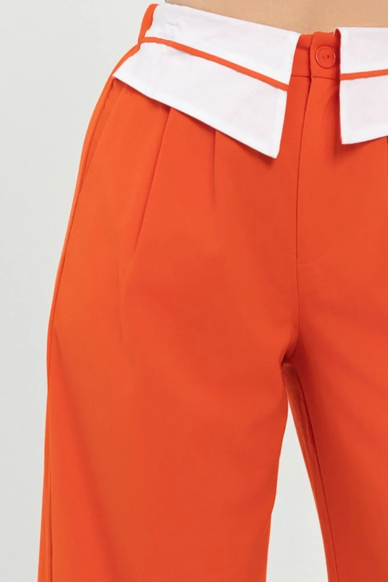 Front Button Fold-over Inside Zipper Pants | Mixtshop LLC