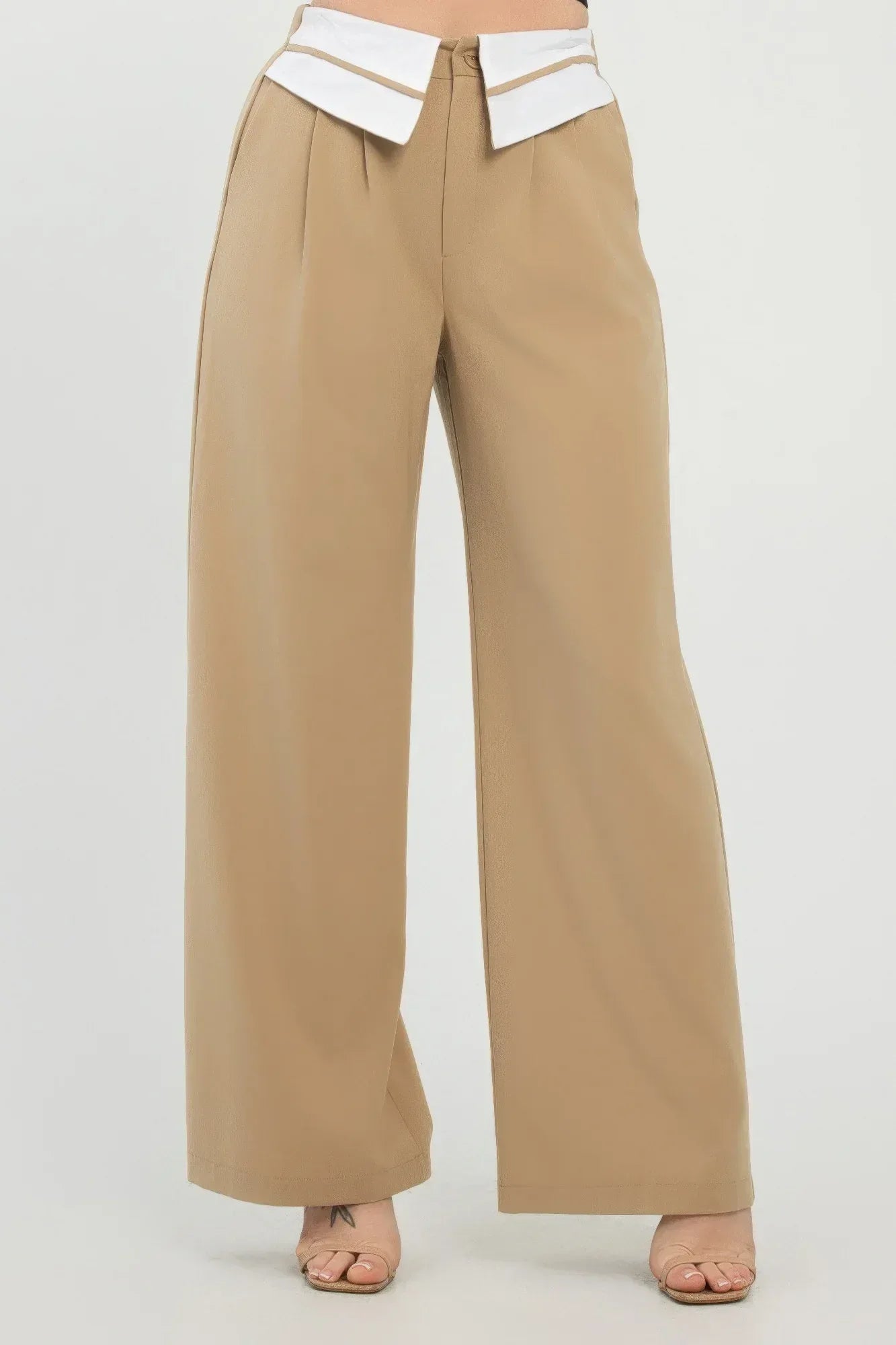 Front Button Fold-over Inside Zipper Pants | Mixtshop LLC