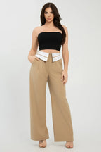 Front Button Fold-over Inside Zipper Pants | Mixtshop LLC