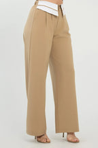 Front Button Fold-over Inside Zipper Pants | Mixtshop LLC