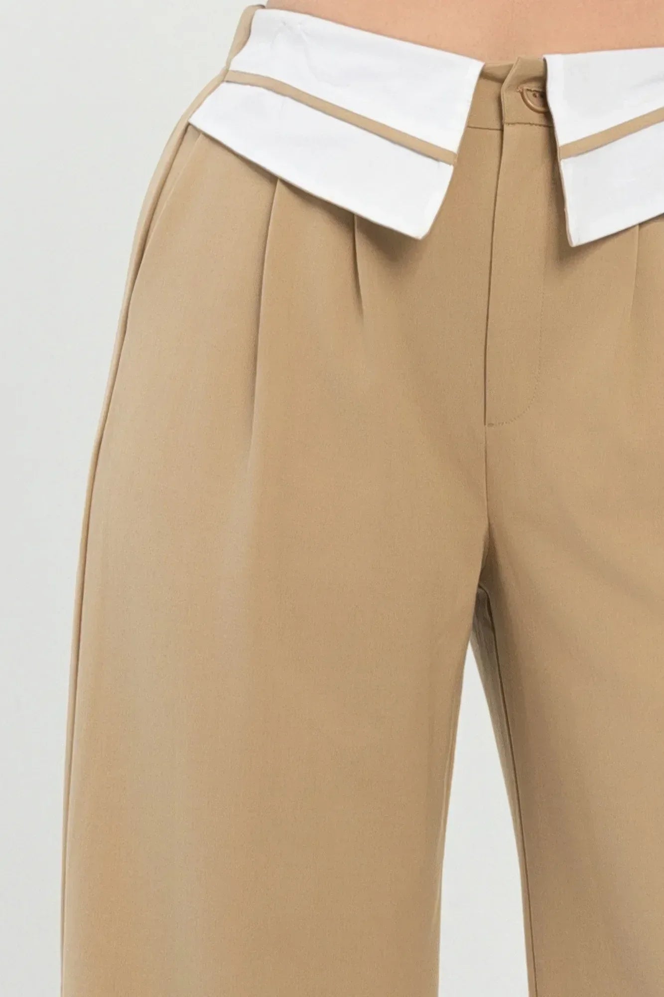 Front Button Fold-over Inside Zipper Pants | Mixtshop LLC