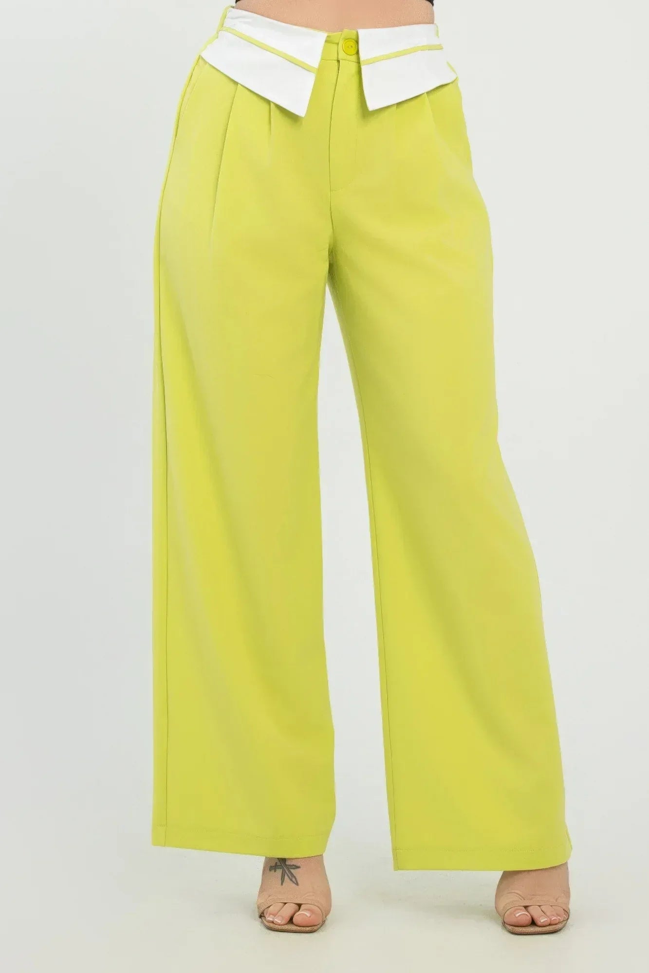 Front Button Fold-over Inside Zipper Pants | Mixtshop LLC Main image