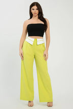 Front Button Fold-over Inside Zipper Pants | Mixtshop LLC