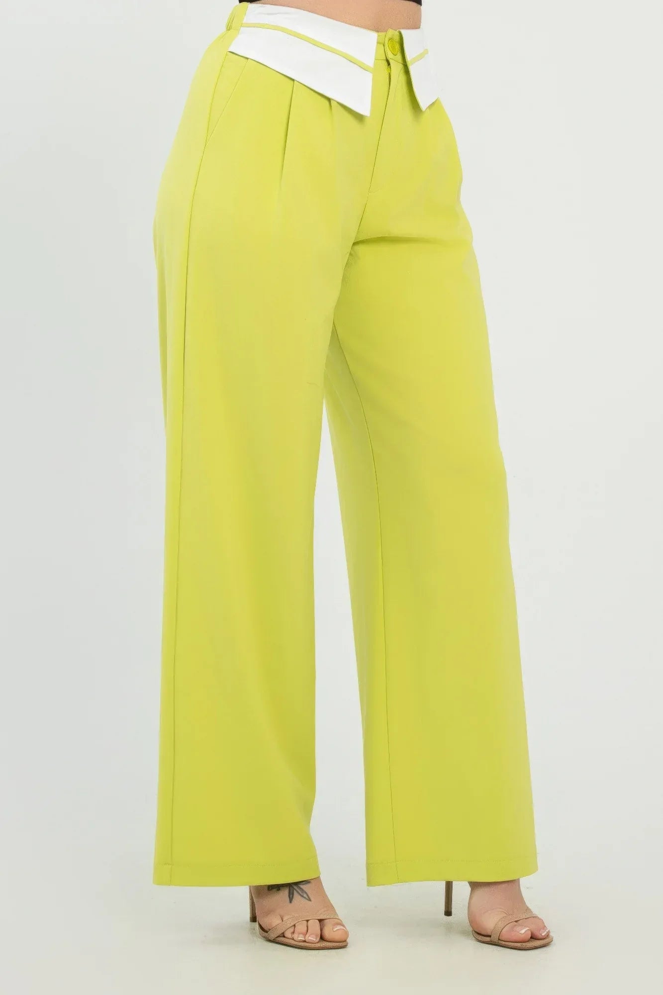 Front Button Fold-over Inside Zipper Pants | Mixtshop LLC