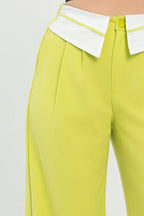 Front Button Fold-over Inside Zipper Pants | Mixtshop LLC