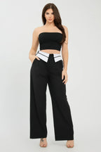 Front Button Fold-over Inside Zipper Pants | Mixtshop LLC