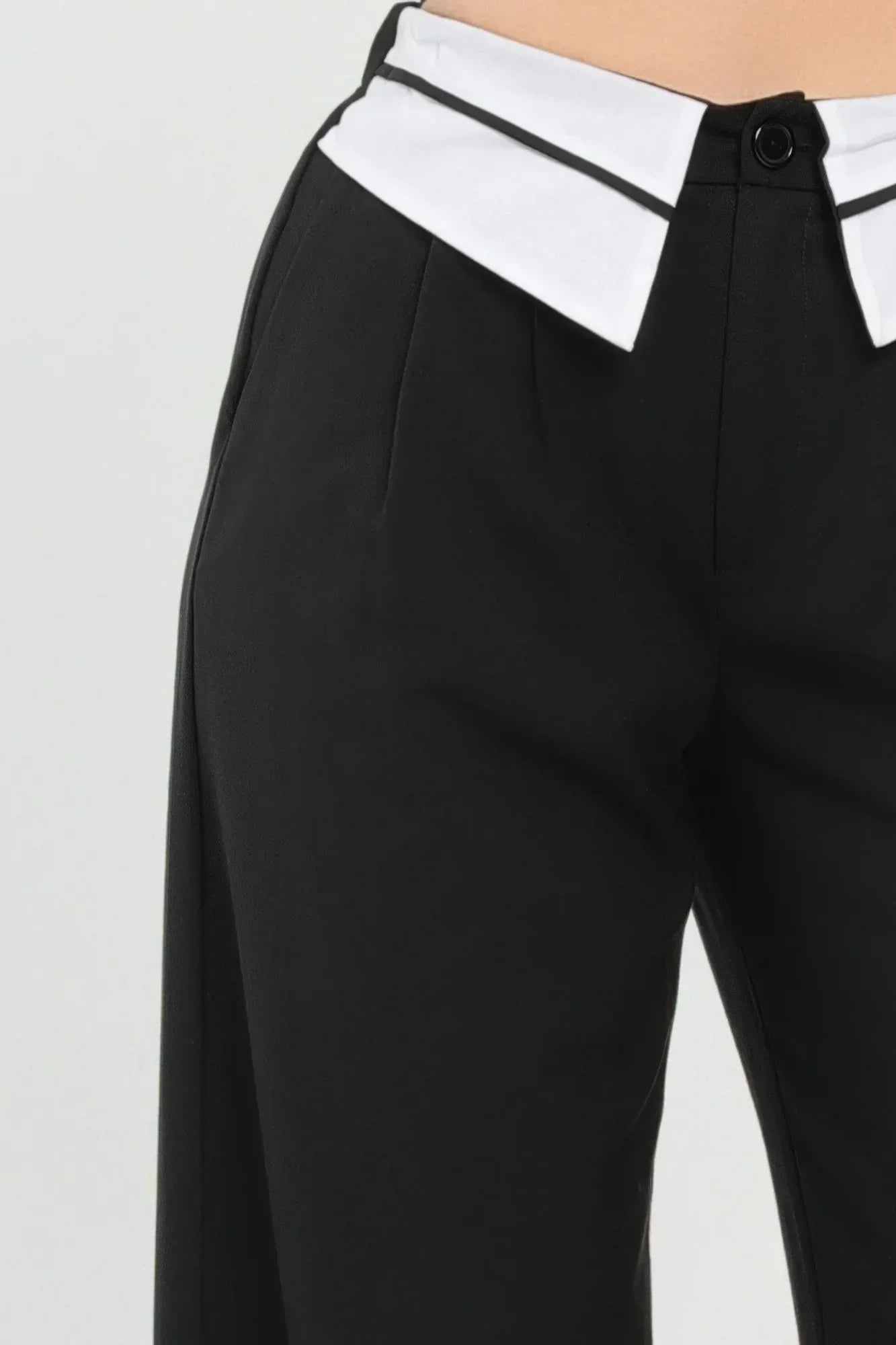 Front Button Fold-over Inside Zipper Pants | Mixtshop LLC