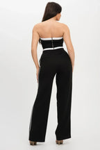 Stripe Tapping Contrast Elastic Band Toppants Set | Mixtshop LLC