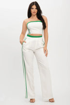 Stripe Tapping Contrast Elastic Band Toppants Set | Mixtshop LLC