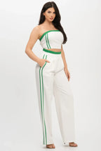 Stripe Tapping Contrast Elastic Band Toppants Set | Mixtshop LLC
