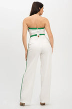 Stripe Tapping Contrast Elastic Band Toppants Set | Mixtshop LLC