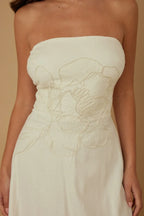 Flower Lining Linen Pattern Strapless Dress | Mixtshop LLC