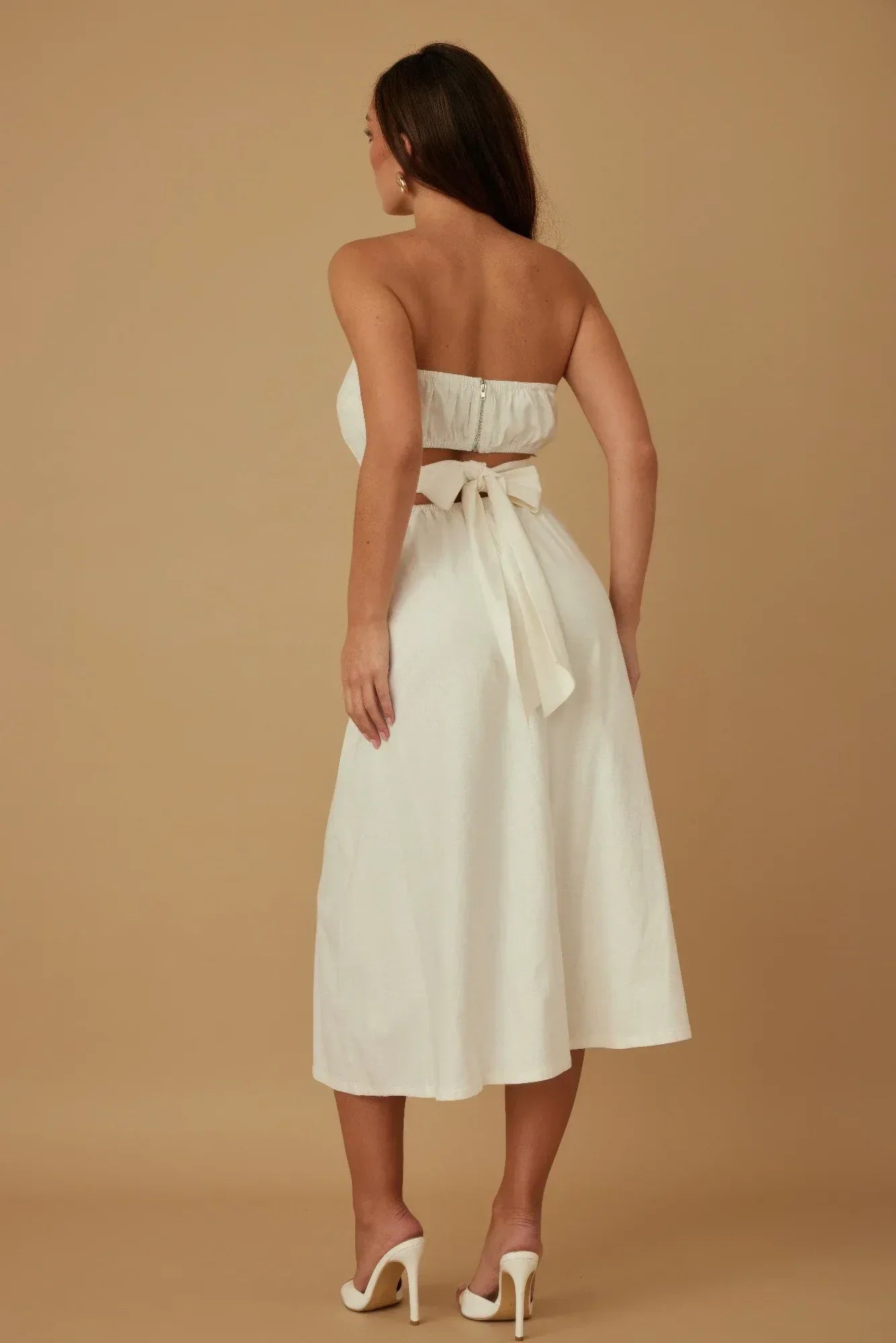Flower Lining Linen Pattern Strapless Dress | Mixtshop LLC