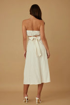 Flower Lining Linen Pattern Strapless Dress | Mixtshop LLC