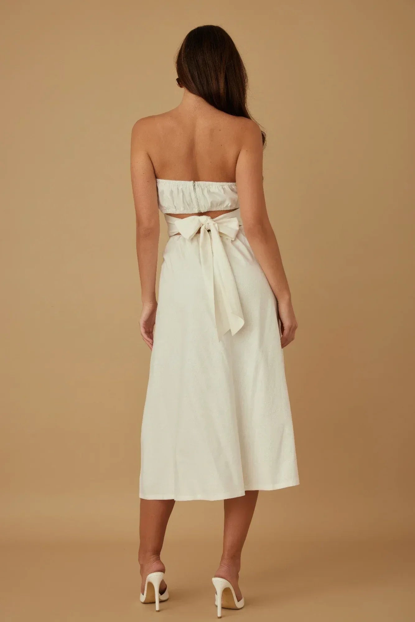Flower Lining Linen Pattern Strapless Dress | Mixtshop LLC