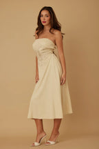 Flower Lining Linen Pattern Strapless Dress | Mixtshop LLC