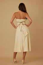 Flower Lining Linen Pattern Strapless Dress | Mixtshop LLC